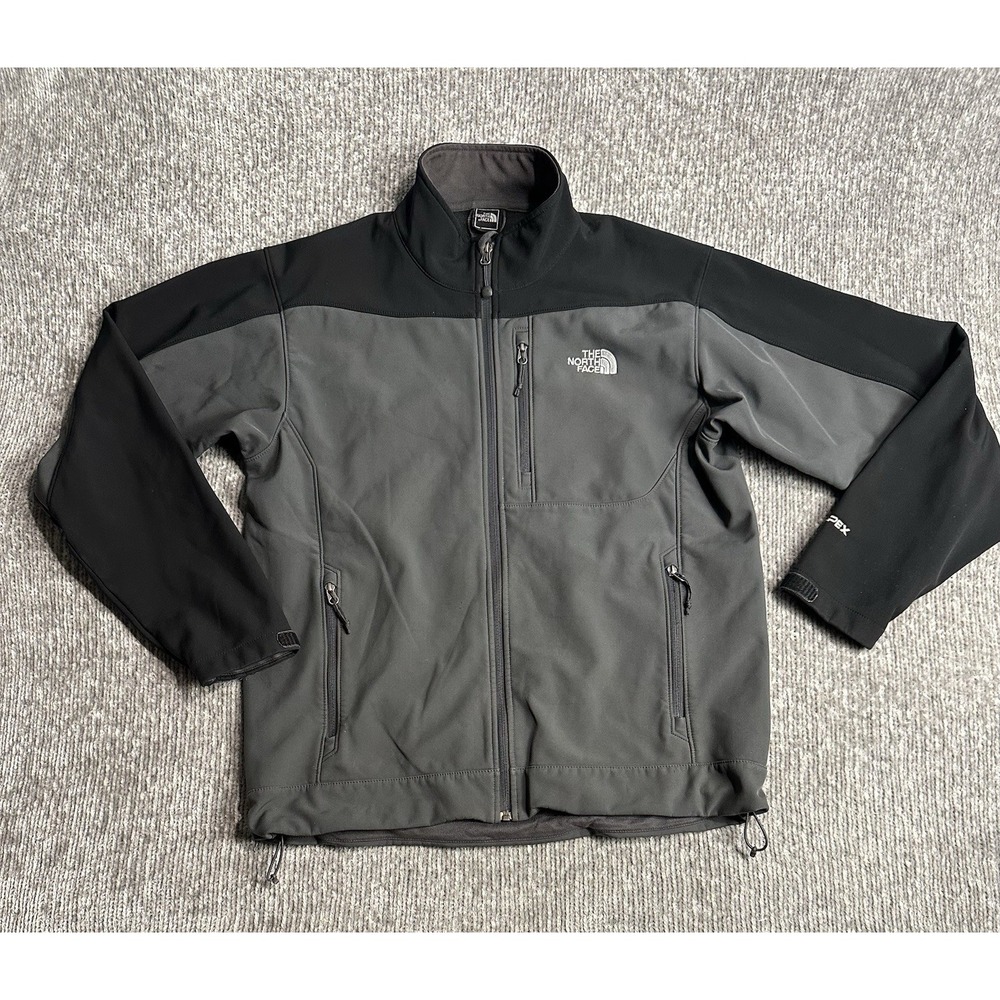 The North Face Apex Bionic Full Zip Black Gray Jacket Mens Size M Soft Shell